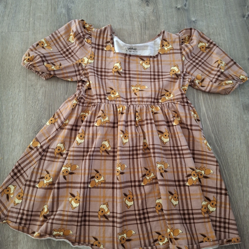Pokemon Eevee Cotton Short Sleeve Dress Brown XL Plus size